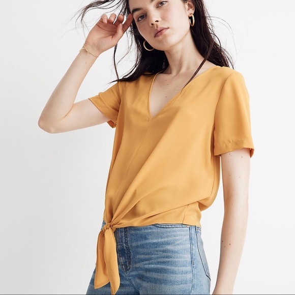 Madewell Tops - Madewell Mustard Novel Tie Front Top NWT